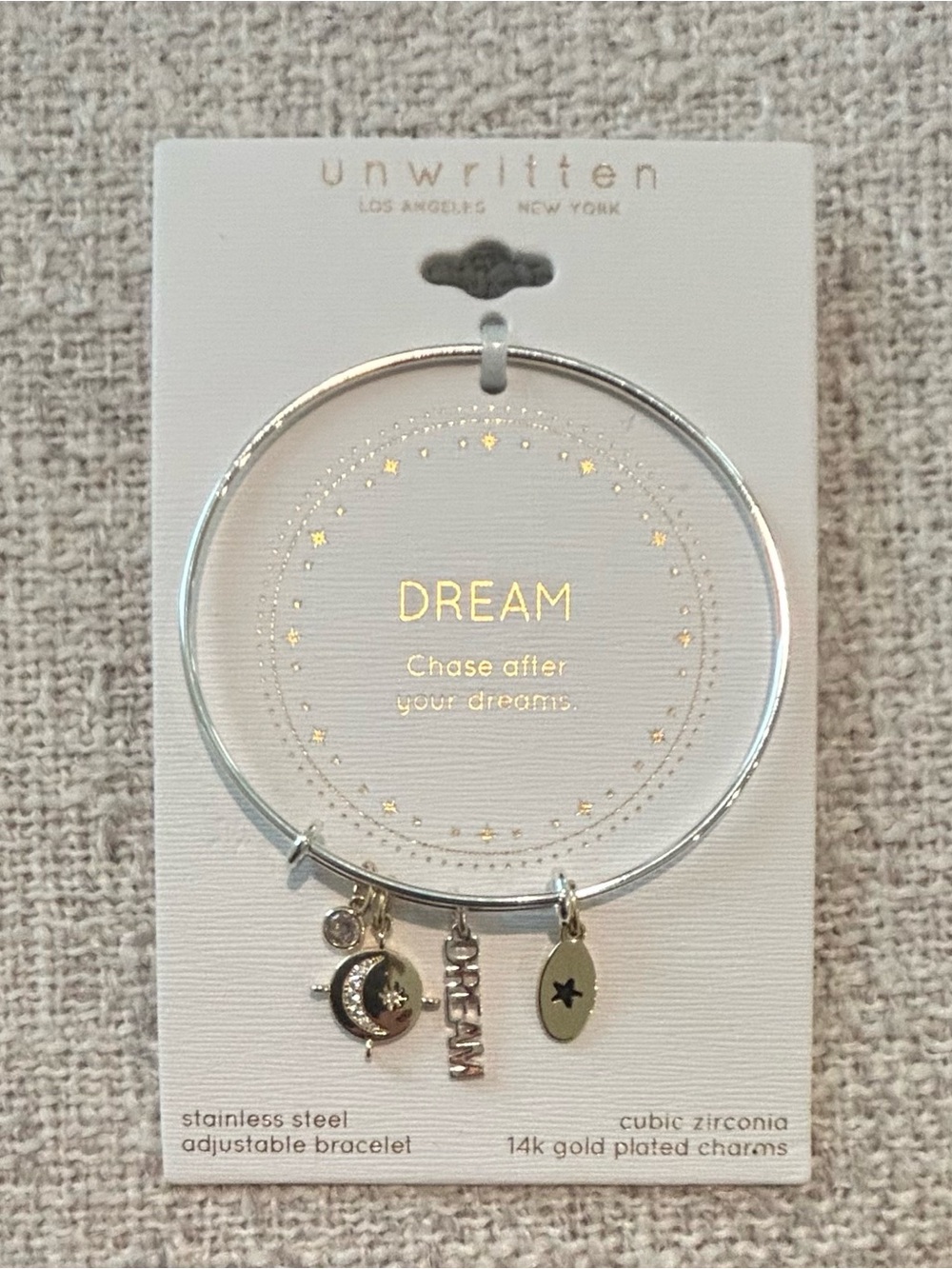 Unwritten Silver and Gold Charm Bangle Bracelet